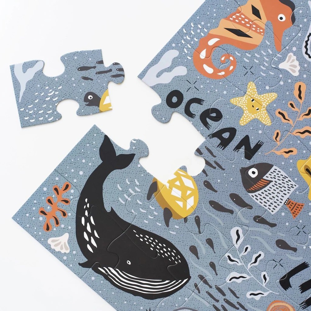 Wee Gallery Montessori Ocean Life Large Floor Puzzle 24 Pieces Open Box NEW